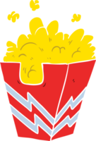 Cartoon-Box mit Popcorn im flachen Farbstil png