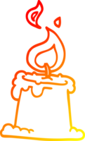 warm gradient line drawing of a cartoon lit candle png