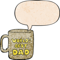 worlds best dad mug with speech bubble in retro texture style png