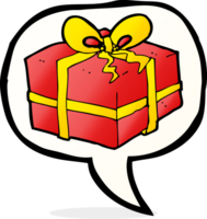 cartoon christmas present with speech bubble png