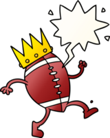 football with crown cartoon with speech bubble in smooth gradient style png