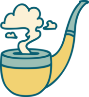 image emblématique de style tatouage d'une pipe de fumeur png