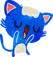 mano disegnato retrò cartone animato di carino kawaii gatto png