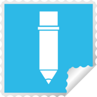 square peeling sticker cartoon of a of a pencil png