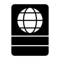 Worldwide travel permit icon, solid design of passport vector