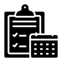 Icon of project schedule, solid design vector