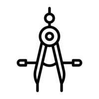 A drafting tool icon in outline style, compass vector