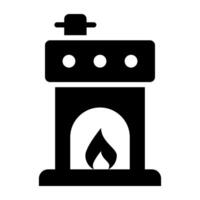 A glyph design, icon of fireplace vector