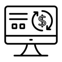 Icon of online money flow, linear design vector