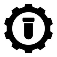 Test tube inside gear, lab management icon vector