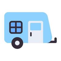 icon of self propelled vehicle, flat design of caravan vector