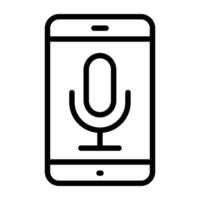 Mic inside smartphone, icon of mobile mic vector