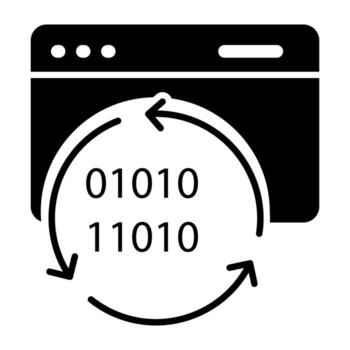 A glyph design, icon of online binary code vector