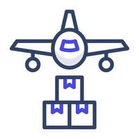 Cargo Parcels with airplane, air cargo icon vector