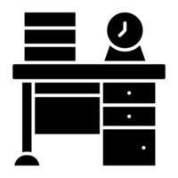 A glyph design, icon of study table vector