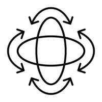 Rotating arrow with specific angle denoting concept of 360 degree rotation vector