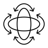 Rotating arrow with specific angle denoting concept of 360 degree rotation vector