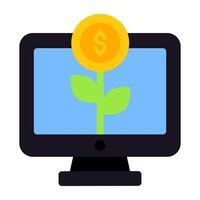 A flat design, icon of online dollar plant vector