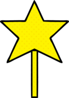 comic book style cartoon of a star wand png