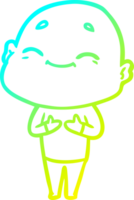 cold gradient line drawing of a happy cartoon bald man png