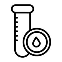 Test tube with drop, blood sample tube icon vector