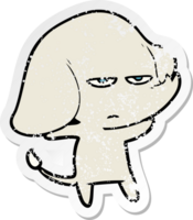 distressed sticker of a annoyed cartoon elephant png