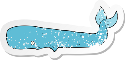 retro distressed sticker of a cartoon whale png