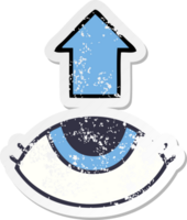 distressed sticker of a cute cartoon eye looking up png