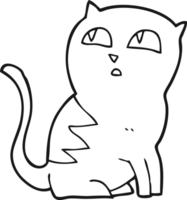 hand drawn black and white cartoon cat png