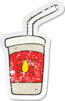 retro distressed sticker of a cartoon soda drink png