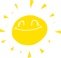 happy flat color illustration of sun png