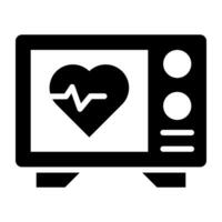 Heartbeat inside monitor depicting electrocardiogram icon vector