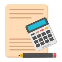 Paper with calculator, bookkeeping icon vector