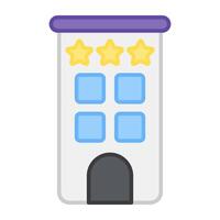 Three stars on building, concept of hotel icon vector