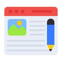 A flat design, icon of online content writing vector