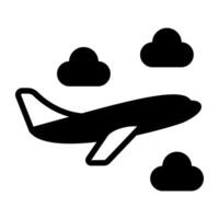 It's time to travel, icon of airplane in filled design vector