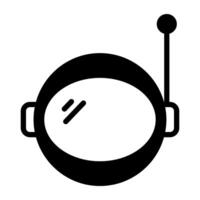 Vector astronaut helmet icon in solid design.