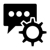 Gear with chat bubbles, icon of chat configuration vector