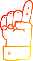 warm gradient line drawing of a cartoon pointing hand png