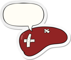 cartoon repaired liver with speech bubble sticker png