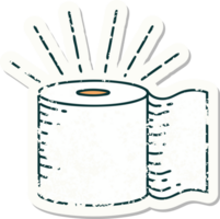 worn old sticker of a tattoo style toilet paper png