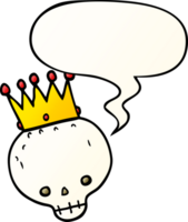 cartoon skull with crown with speech bubble in smooth gradient style png