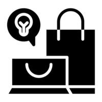 Tote bags with bulb, concept of shopping idea icon vector