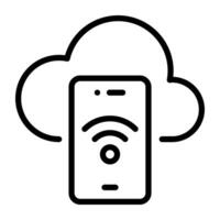 un contorno diseño, icono de móvil Wifi vector