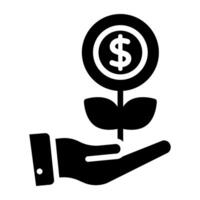 Dollar plant icon, concept of investment growth vector