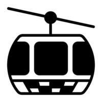 solid cable car icon design, cable transport vector showing the concept of adventure