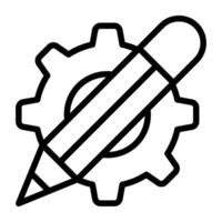 Gear with pencil, icon of writing skill vector