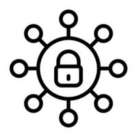 An outline design, icon of network security vector