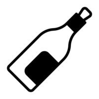 botella de vino espumoso, ícono de corcho en estilo moderno vector