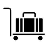 Briefcase on trolley, luggage cart icon vector